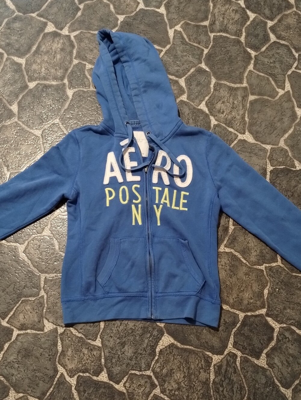 Aeropostale Women's Thick full zip Blue & White Hoodie jacket Size S VINTAGE Y2K